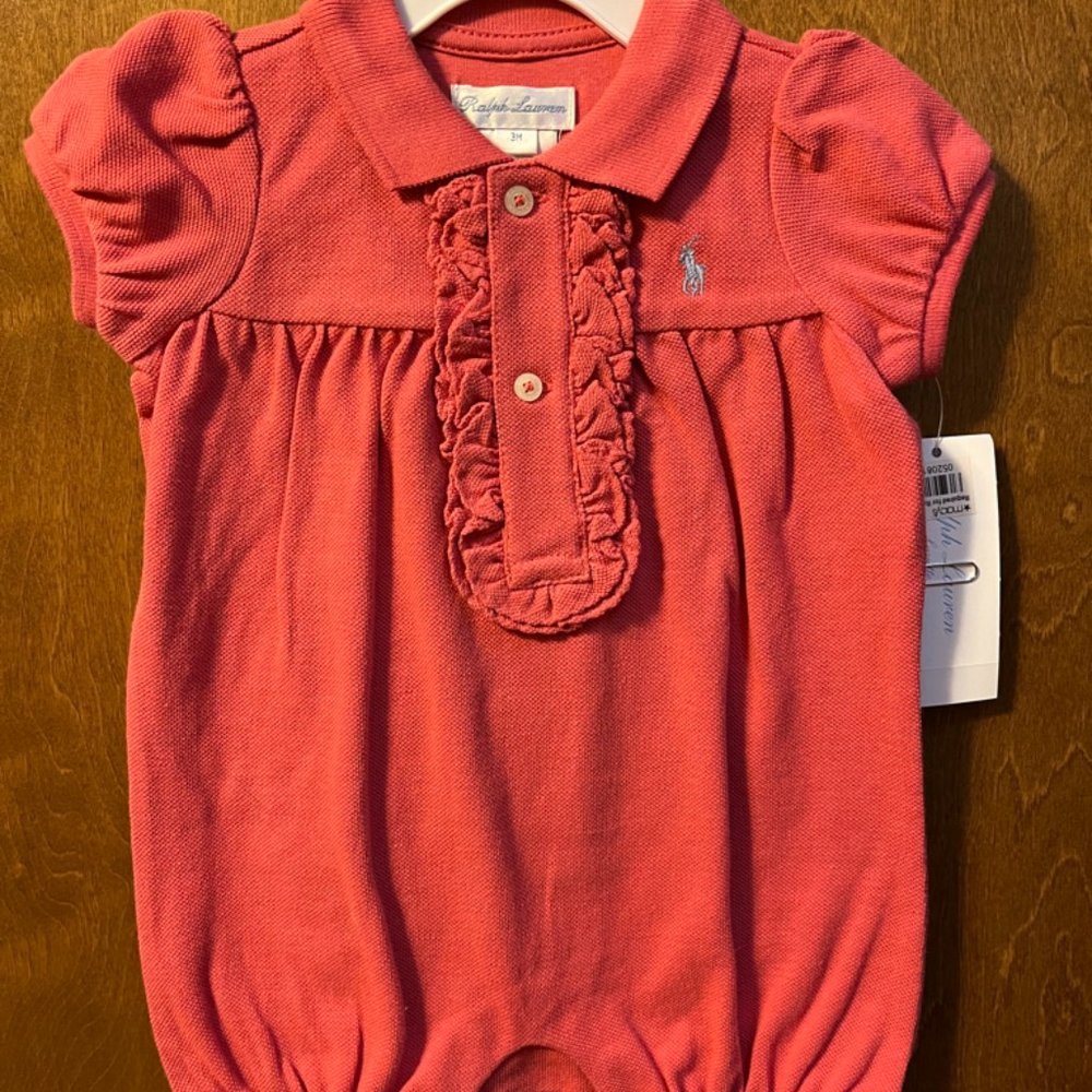 NWT Ralph Lauren infant girls romper, size 3 month